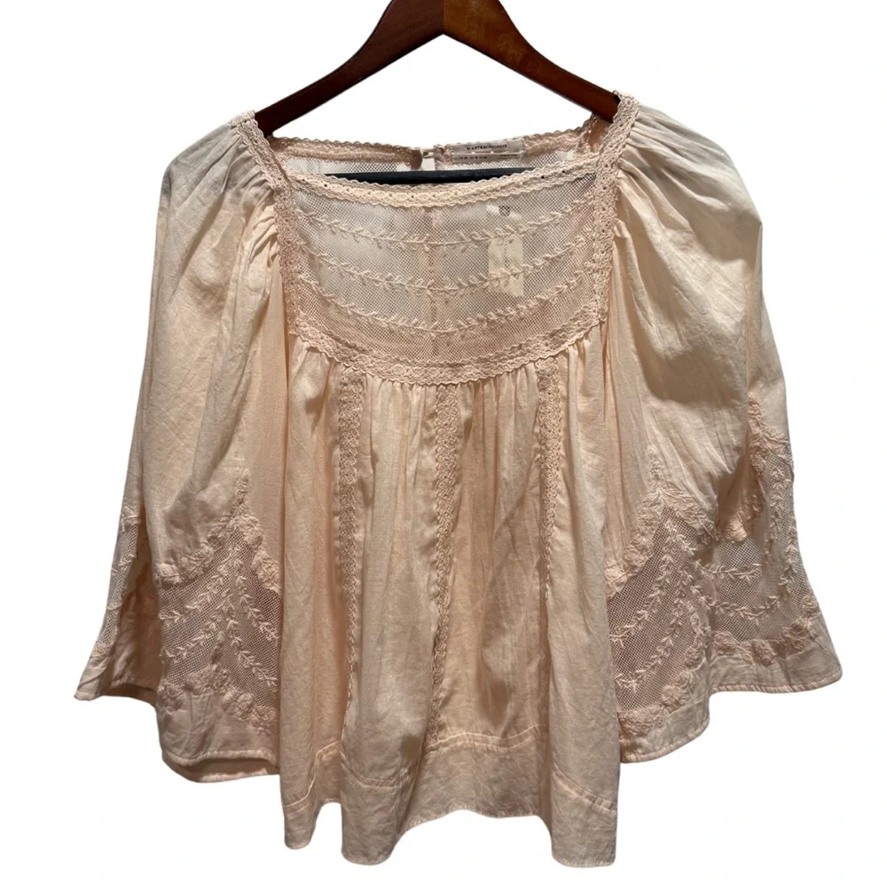 NWT Anthropologie Valentia Peasant Blouse Pink/Rose‎ Womens 12 - Picture 3 of 7